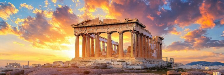 The Parthenon is a large, ancient Greek temple with columns