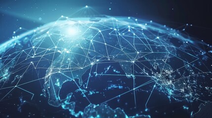 Poster - Concept of global communication networks. Digital transformation.