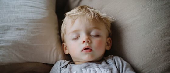 A Young Boy Sleeping on a Pillow