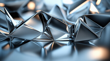 Abstract metallic structure reflecting warm light in a modern background design