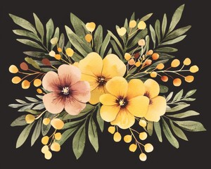 Poster - A watercolor background with flowers in springtime. Template for a summer banner sale with print, fabrics, prints and banners.