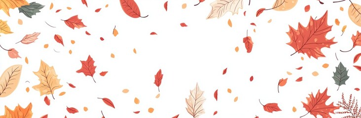Poster - Modern illustration of autumn leaves in the wind on a white background