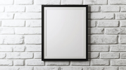 Aufkleber - Black frame hanging on a white brick wall showing copy space