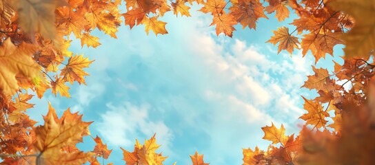 Canvas Print - An autumn concept with a yellow leaf on a blue sky background. A sunny day, warm weather.