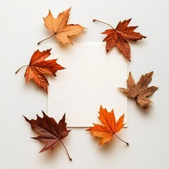 Aufkleber - An autumnal composition with autumn leaves on a blank background