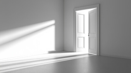 Poster - Sunlight entering room through open door illuminating floor