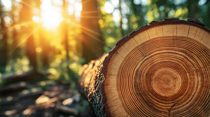 Aufkleber - Closeup of tree trunk showing growth rings in forest