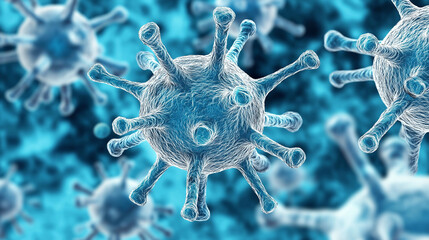 Aufkleber - Microscopic view of virus cells multiplying and spreading