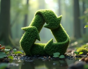 3D ecology symbol rendered create with ai