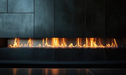 Canvas Print - Flames dancing in a sleek fireplace