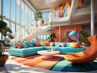 Wall Mural - Eyecatching Modern apartment with comfortable sofa and decor