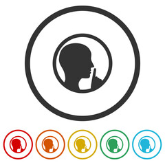 Poster - Keep quiet sign icon. Set icons in color circle buttons