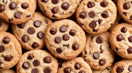 Sticker - A pile of chocolate chip cookies with a bunch of them, AI