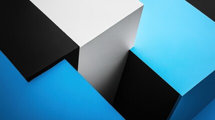 Poster - Geometric abstract composition featuring contrasting colors and shapes illuminated in dynamic light