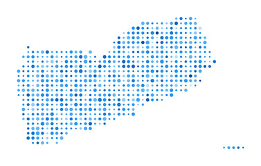 Poster - Yemen Dot Map. Country Digital Style Shape. Yemen vector image. Country shape blue circular dots. Stylish vector illustration.