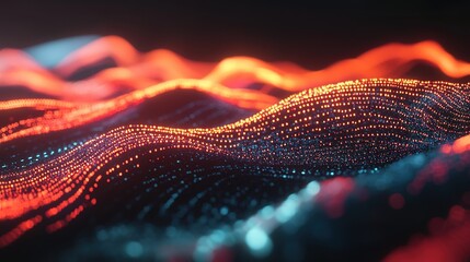Poster - Colorful waves of light oscillate in a dark environment, creating a mesmerizing visual effect at night