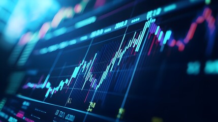 Poster - Dramatic rising market graph shown on a digital screen highlighting financial growth investment opportunities and economic trends
