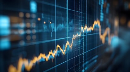 Poster - Upward Trending Digital Financial Growth Graph on Screen Showcasing Profitable Business and Investment Analytics