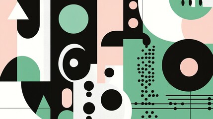 Poster - Abstract geometric design featuring bold shapes and vibrant colors on a minimalist background