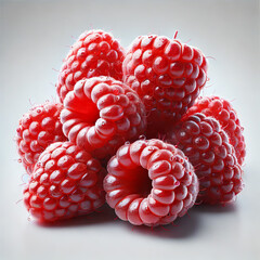 Wall Mural - Fresh ripe raspberries on white background, perfect for healthy dessert