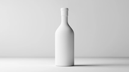 Fototapete - White bottle standing on white background representing minimalism