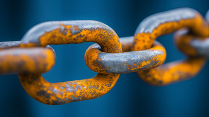 Poster - Rusty chain showing the concept of strength and teamwork