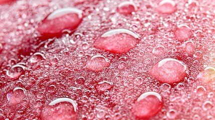 Sticker -   Red surface with yellow object in the center, water droplets close-up