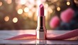 © amankris99 - Elegant pink lipstick on a soft fabric with a dreamy bokeh background, perfect for beauty and cosmetics themes.