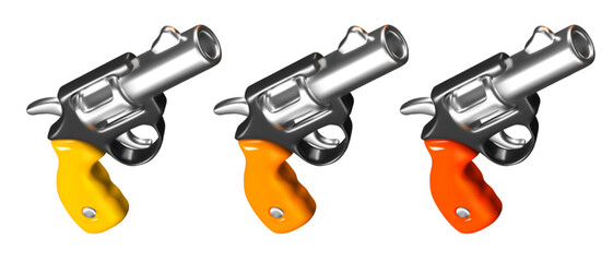 Set of drum revolvers of different colors. Vector templates on white background