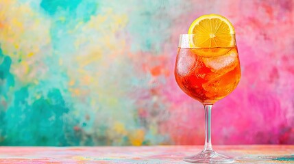 Sticker -   A close-up of an orange-infused drink in a wine glass