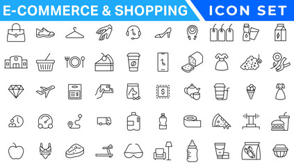 Poster - E-commerce avd Shopping icons collection set. Online shopping thin line icons. Shop icons vector