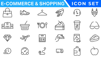 Poster - E-commerce avd Shopping icons collection set. Online shopping thin line icons. Shop icons vector