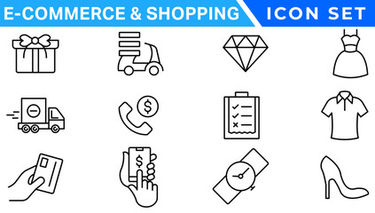 Poster - E-commerce avd Shopping icons collection set. Online shopping thin line icons. Shop icons vector