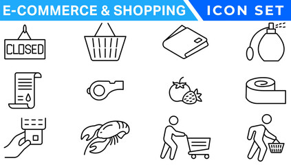 Poster - E-commerce avd Shopping icons collection set. Online shopping thin line icons. Shop icons vector
