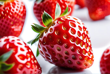 Wall Mural - fresh strawberries white background