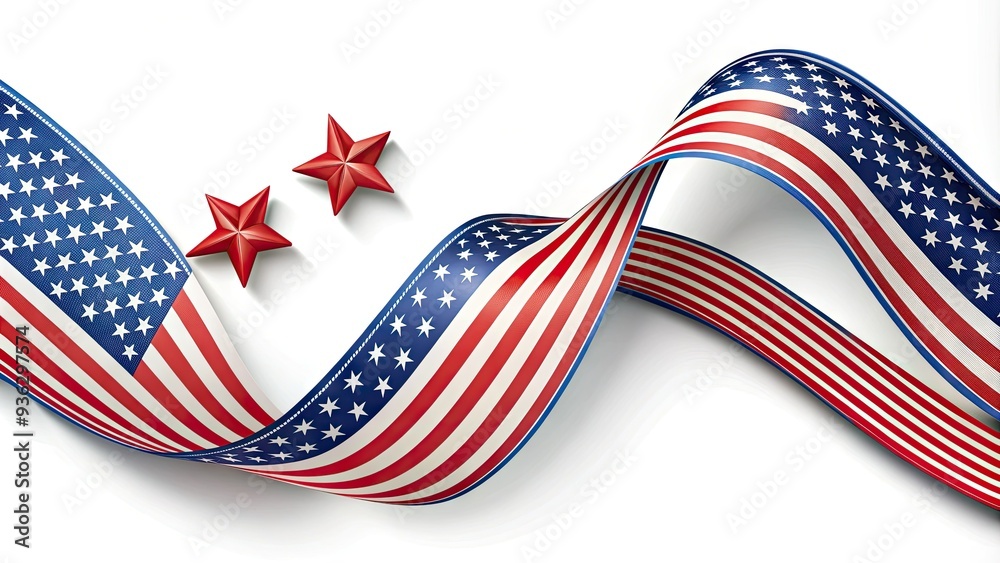 American flag-inspired patriotic ribbon border design with waving ...