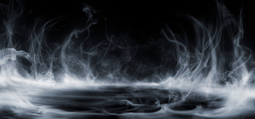 Wall Mural - smoke and fog effect with empty center - spooky halloween backdrop
