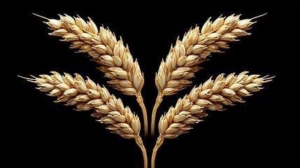 Sticker -   A close-up of a stalk of wheat on a black background with the stem visible in both the foreground and background