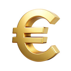 Wall Mural - euro sign infographic icon golden, isolated on white transparent background, png element