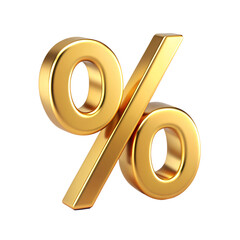 Wall Mural - percent sign golden infographic symbol for financial data visualization, isolated on white transpare