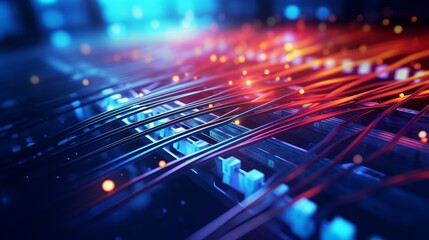 Wall Mural - electronic connection with data transfer, network and communication