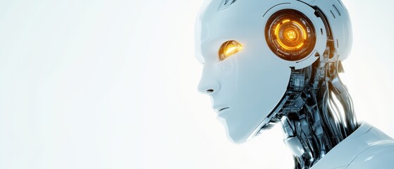 Poster - Futuristic robot with a sleek design and glowing features, representing advanced technology and artificial intelligence concepts.