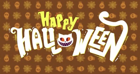 Poster - animation of happy halloween text over red shapes