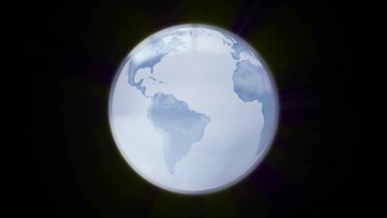 Sticker - Rotating Earth animation with continents on dark background, focusing on geography