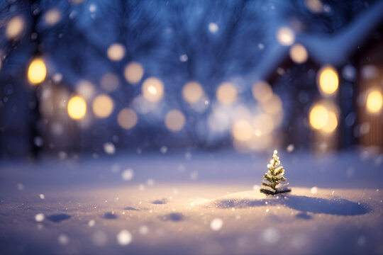 Illumination and snow blurred background