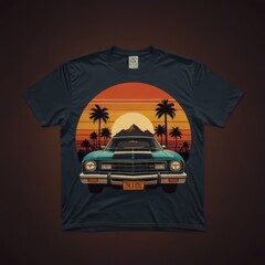 Wall Mural - A retro inspired  T-shirt design with 70s style typography with warm gradient colors.