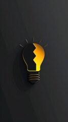 Poster - This artistic representation showcases a minimalistic lightbulb design, radiating illumination with its unique split form, set against a sleek dark backdrop that highlights its brilliance