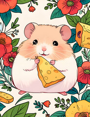 Wall Mural - mouse and cheese