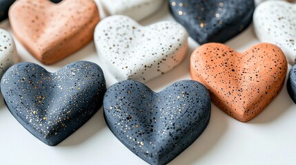 Wall Mural -   A cluster of white marshmallows arranged in heart shapes rests on a countertop