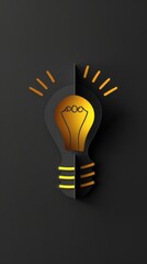 Poster - This striking design features a minimalist lightbulb illuminated against a dark background, embodying the essence of creativity and inspiration with its unique shape and glow